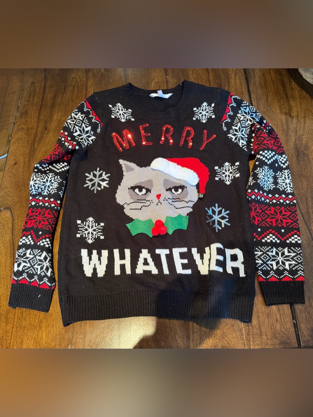 Merry Whatever Black Cat Holiday Sweater